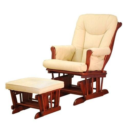 AFG GL7126 Glider Chair Cherry/ Beige Pad with Ottoman